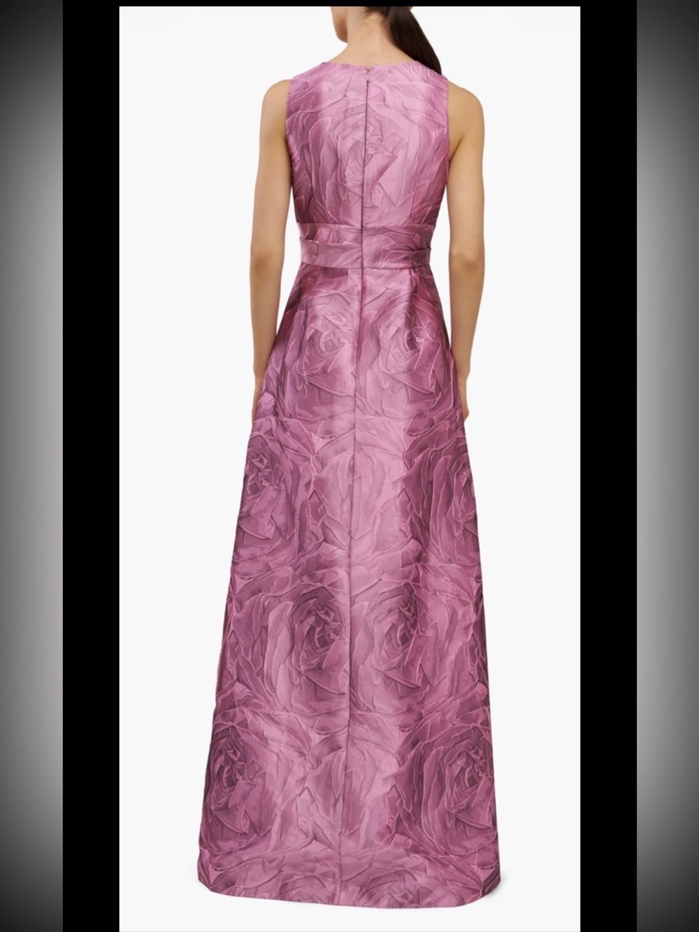 Kay Unger Mauve Pink Rose Jacquard V-Neck Maxi Gown, sz 12, new - Picture 4 of 13